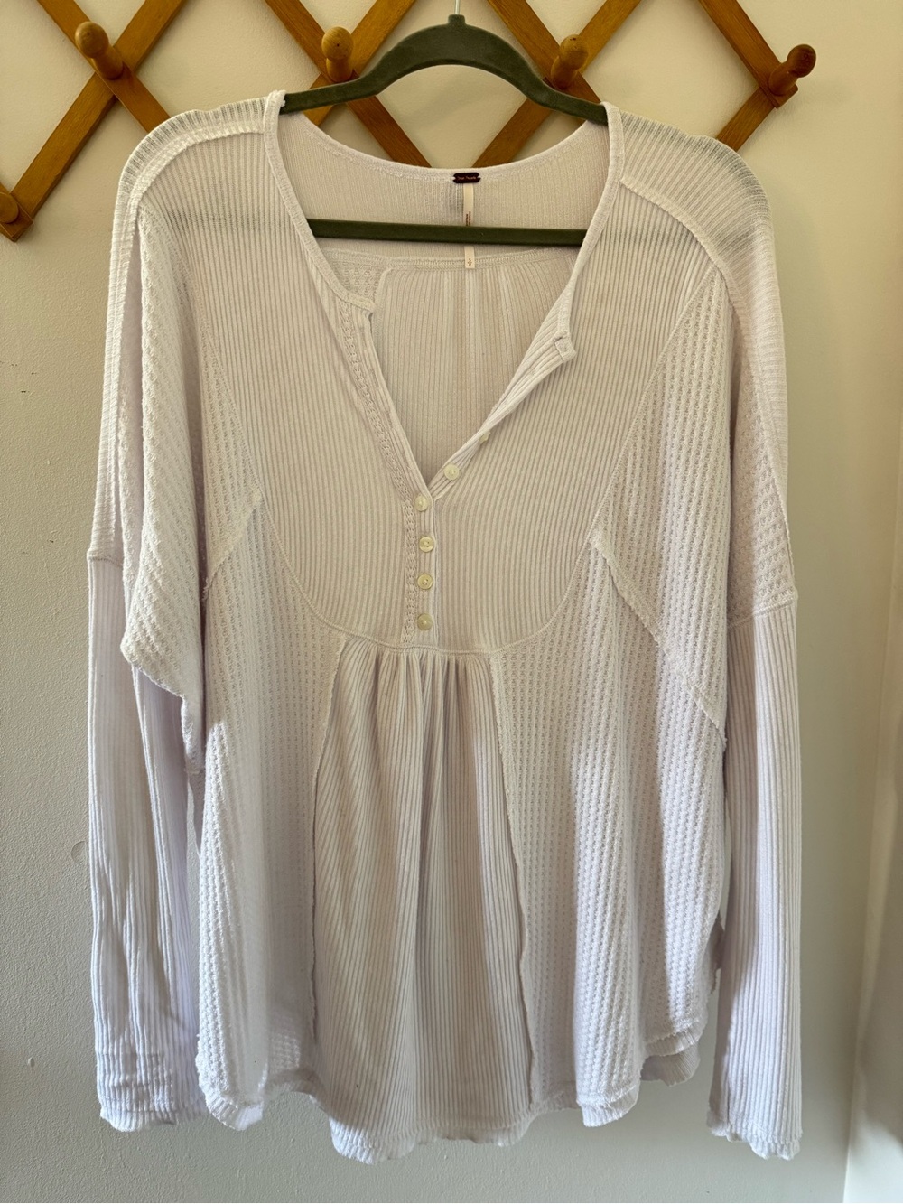 Free People Women’s Oversized Waffle Long Sleeve Top